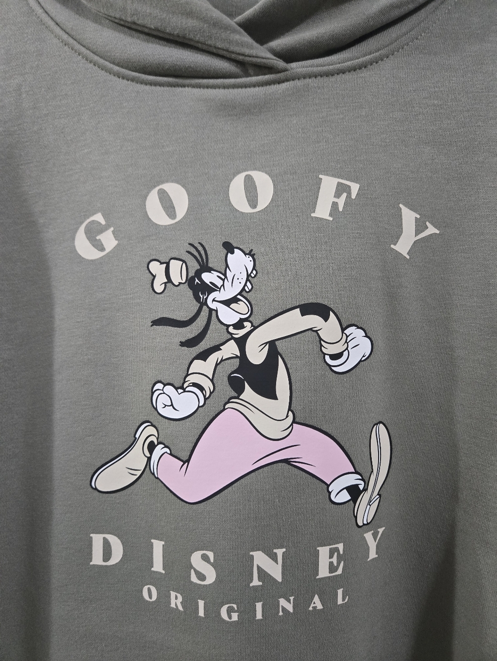 Disney Goofy Hoodie Sweatshirt - Sage Green with Pink Accent, Primark - Picture 2 of 3